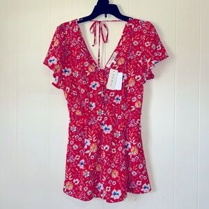 ROW A. NWT. MEDIUM romper. Floral design. shirts on bottom.